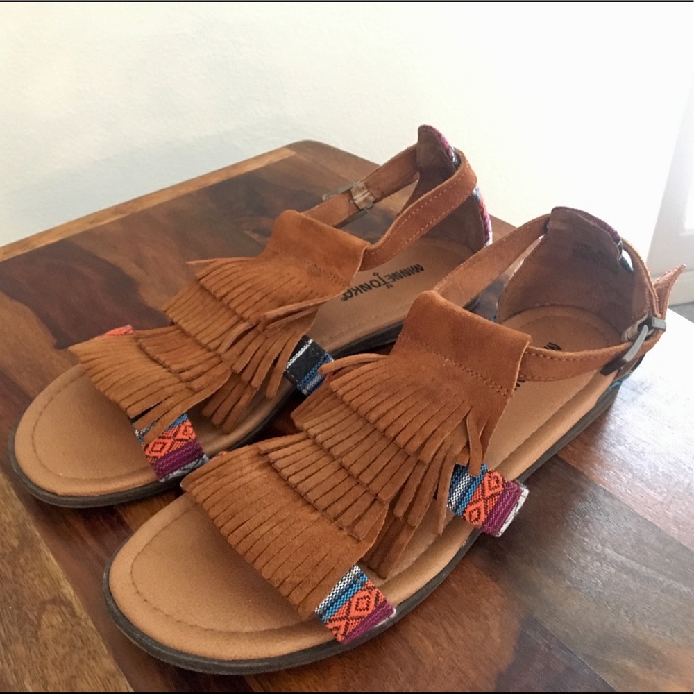 Minnetonka suede fringe sandals - GREAT condition!